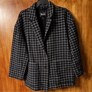 Madewell Waffleback Shaw Cotton Blazer Jacket in Windowpane | Women’s Plus XXL